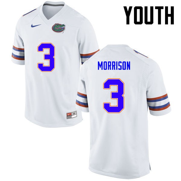 Florida Gators Youth #3 Antonio Morrison College Football White